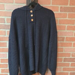 Chic Soul Navy Blue Women's Sweater with Hood 3x